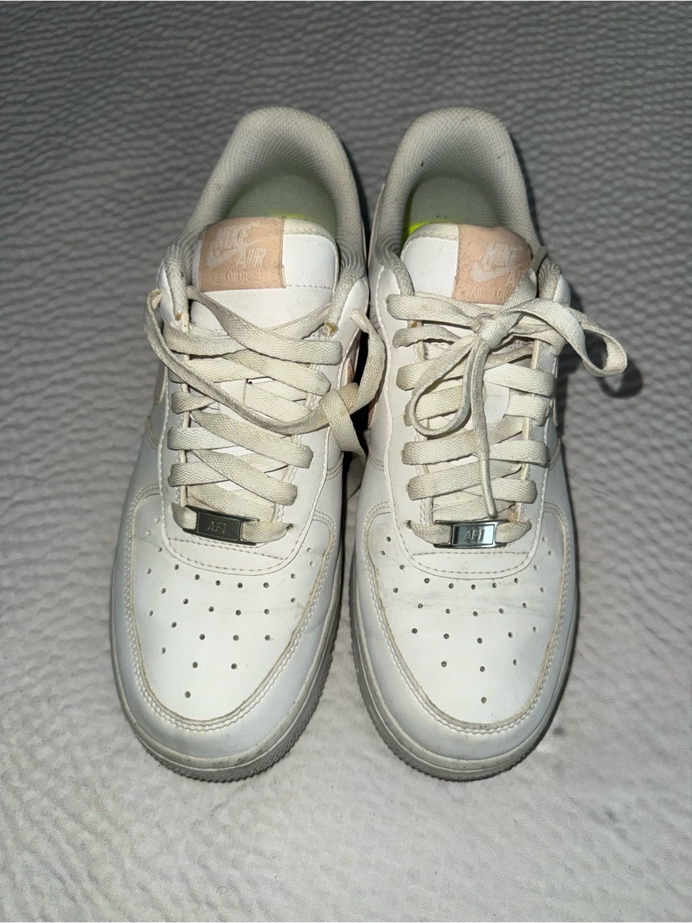 Nike White Low-Top Sneakers with Pale Pink Details